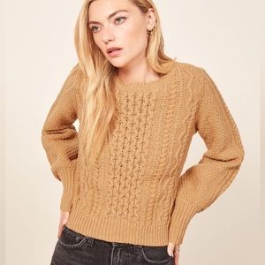 Reformation x La Ligne Tan Cotton Fisherman Sweater